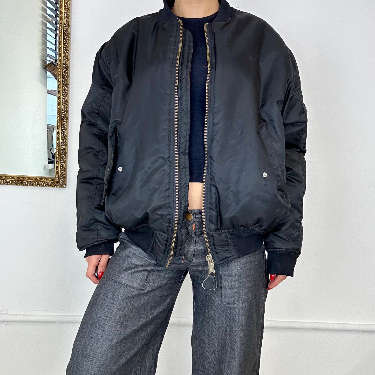 vintage bomber flight jacket black