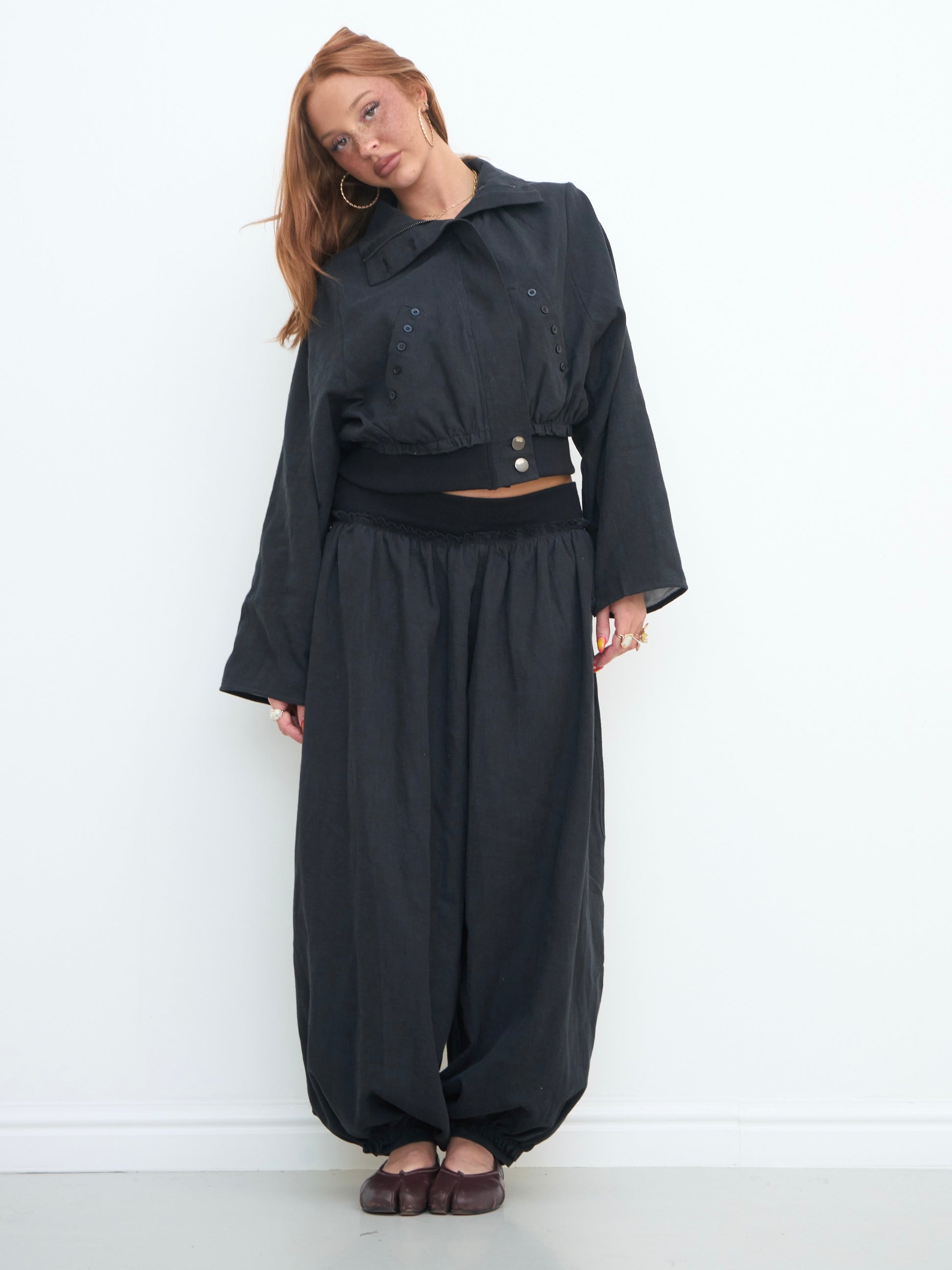 noa jacket - black linen