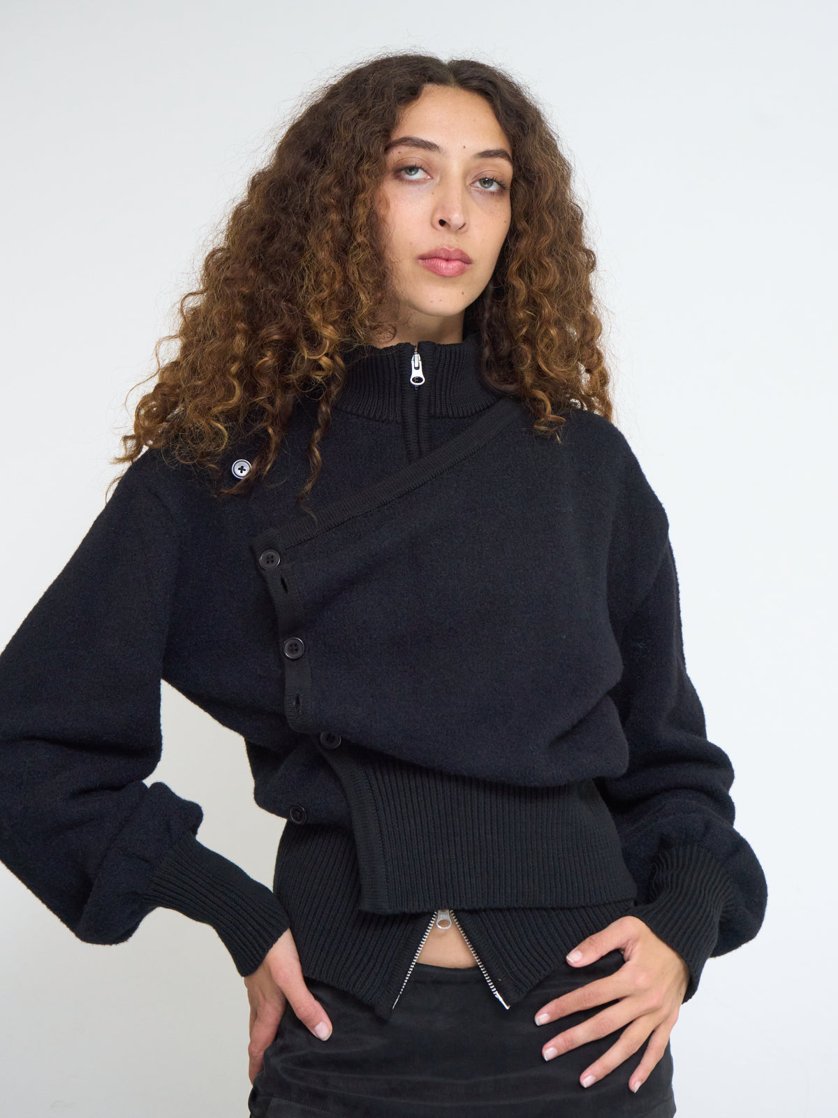 rowan button jumper - black knit