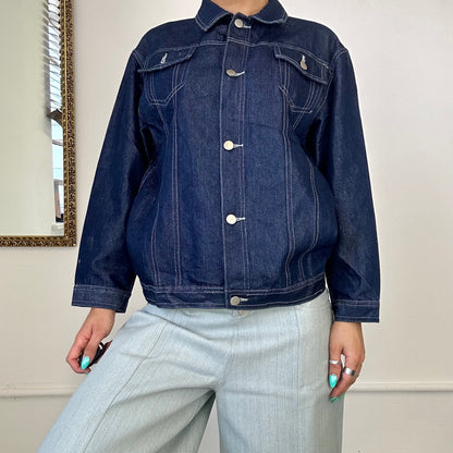 90's overgame dark denim embroidered jacket