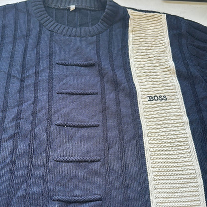 vintage navy textured hugo boss knit jumper