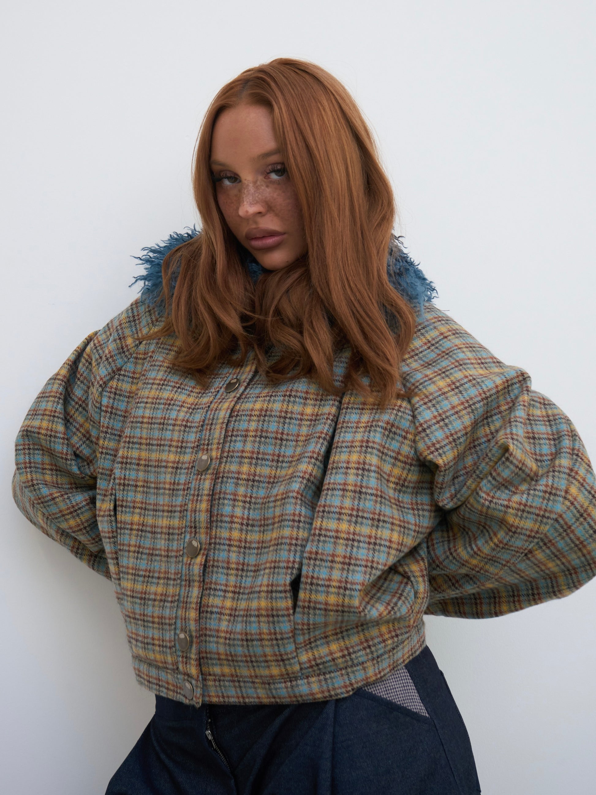 arden jacket - sandstone plaid wool