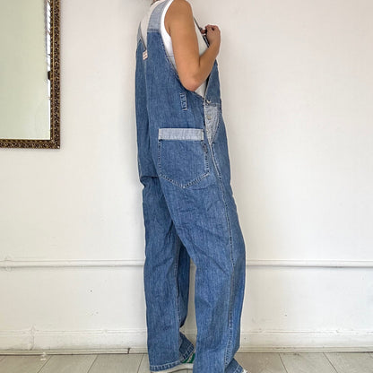 patchwork denim dungarees