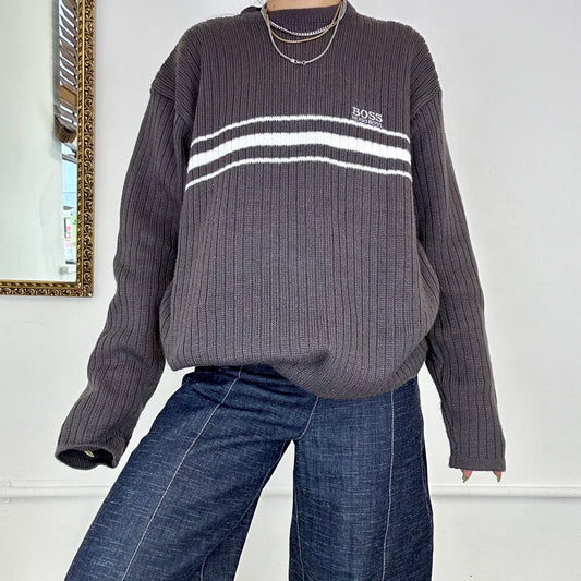 vintage grey boss knitted jumper