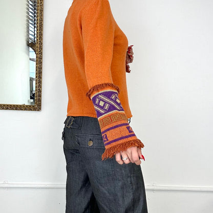 Vintage orange knit zip up jumper