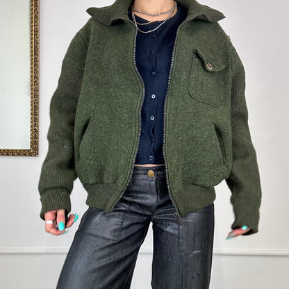 military style wool bomber jacket