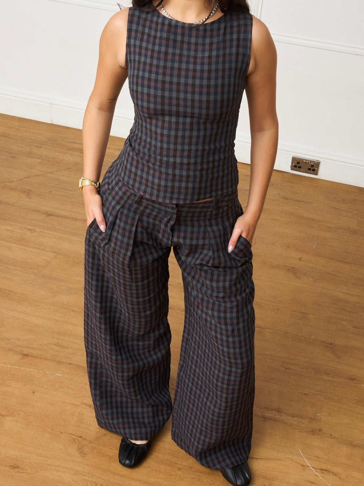 charlie top - gingham linen