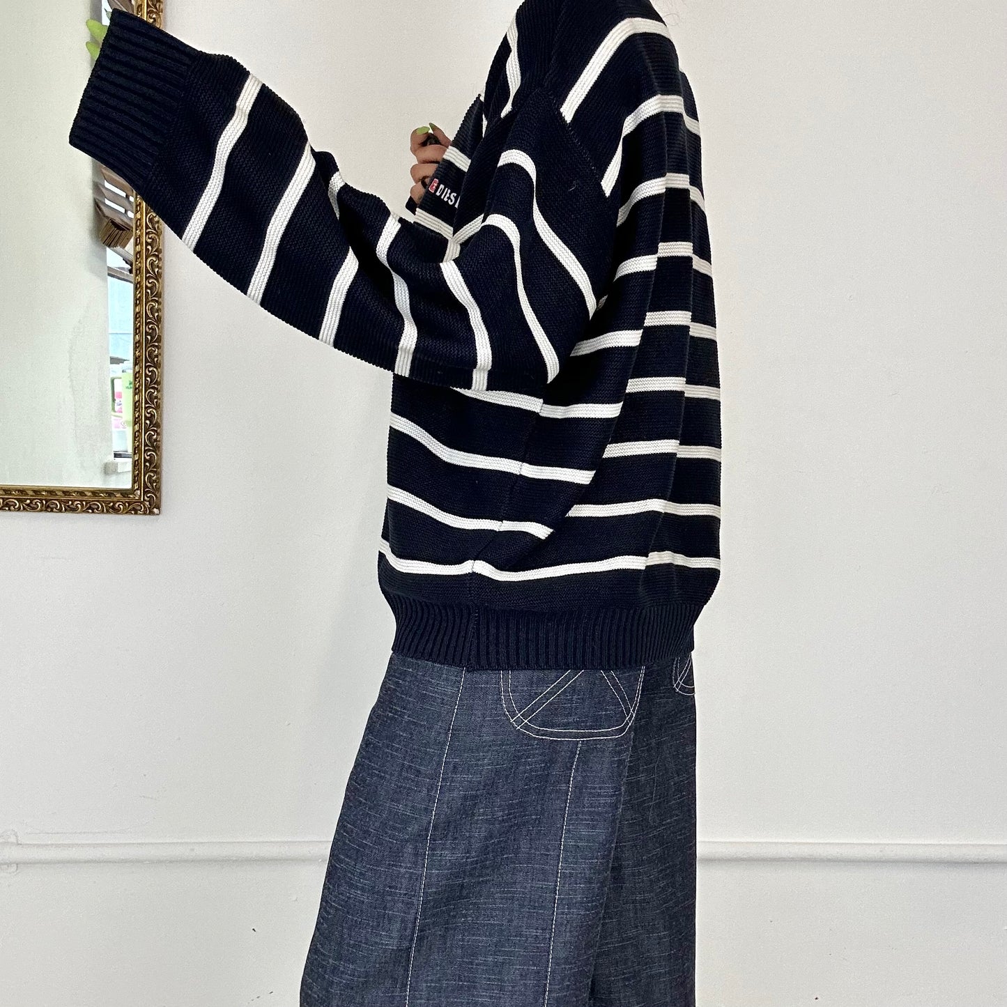 vintage dark navy striped diesel jumper