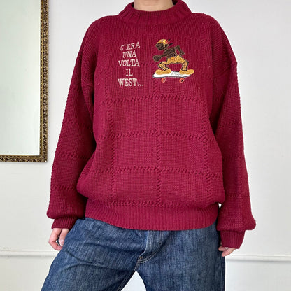 burgundy knitted vintage skate  jumper