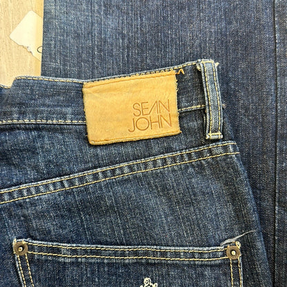 sean john wide leg navy jeans