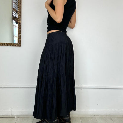 black pleated maxi skirt