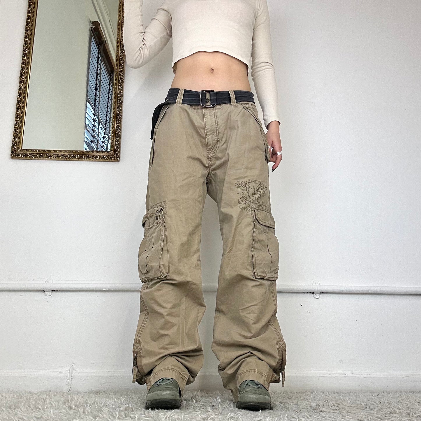 00's printed cargo trousers by espirit