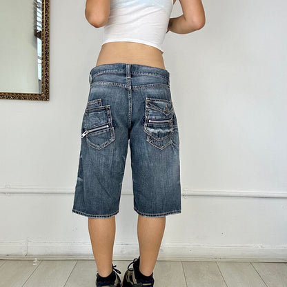 two tone faded denim jorts