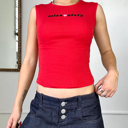 2000's red miss sixty tank top