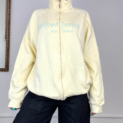 yellow yves saint laurent zip up jumper