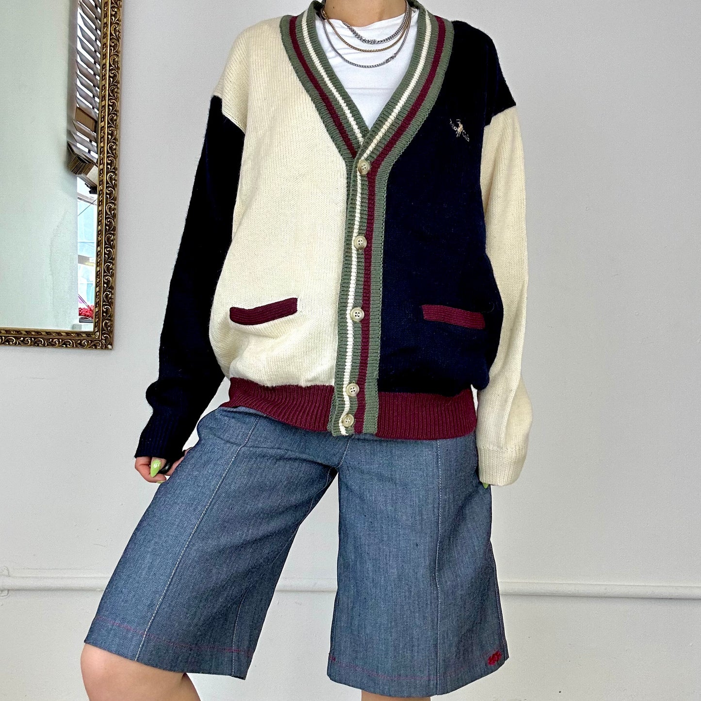 90’s contrast knitted cardigan