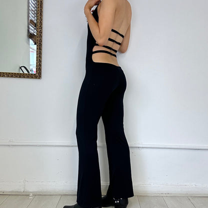 black halter neck cutout jumpsuit