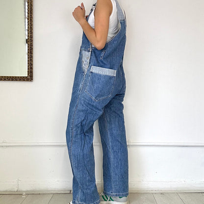 patchwork denim dungarees