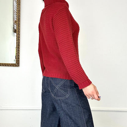 prada red chunky roll kneck knitt jumper