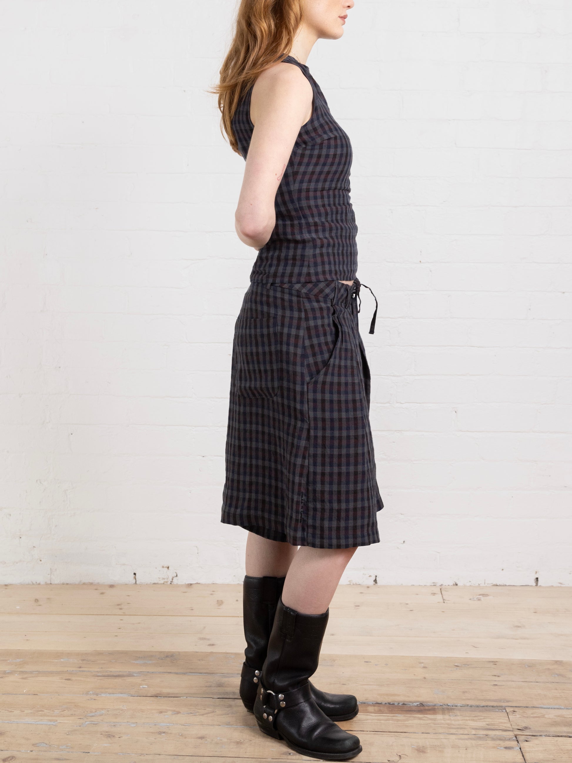 lake short - gingham linen