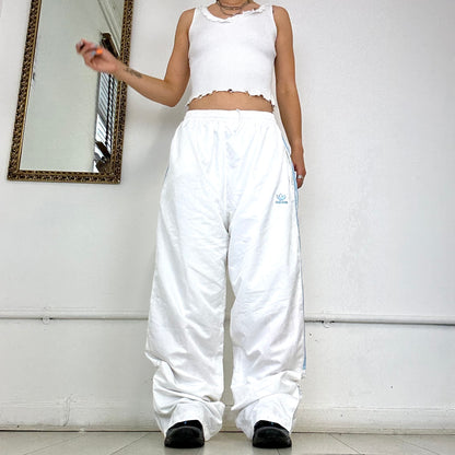 retro adidas white three stripe joggers