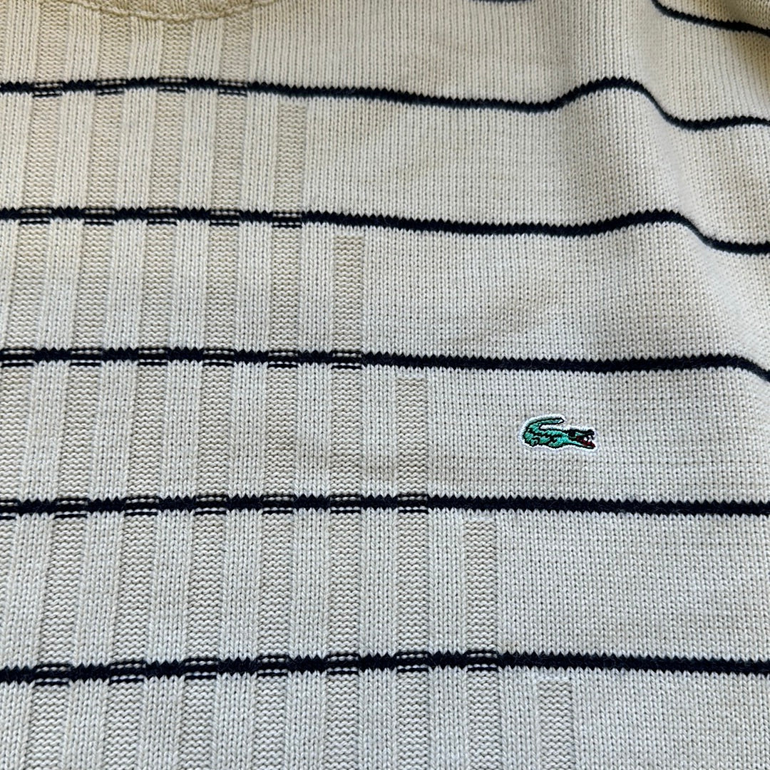 vintage cream striped knitted lacoste jumper