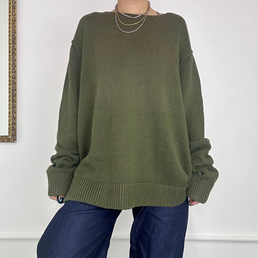 baggy khaki knit jumper by tommy hilfiger