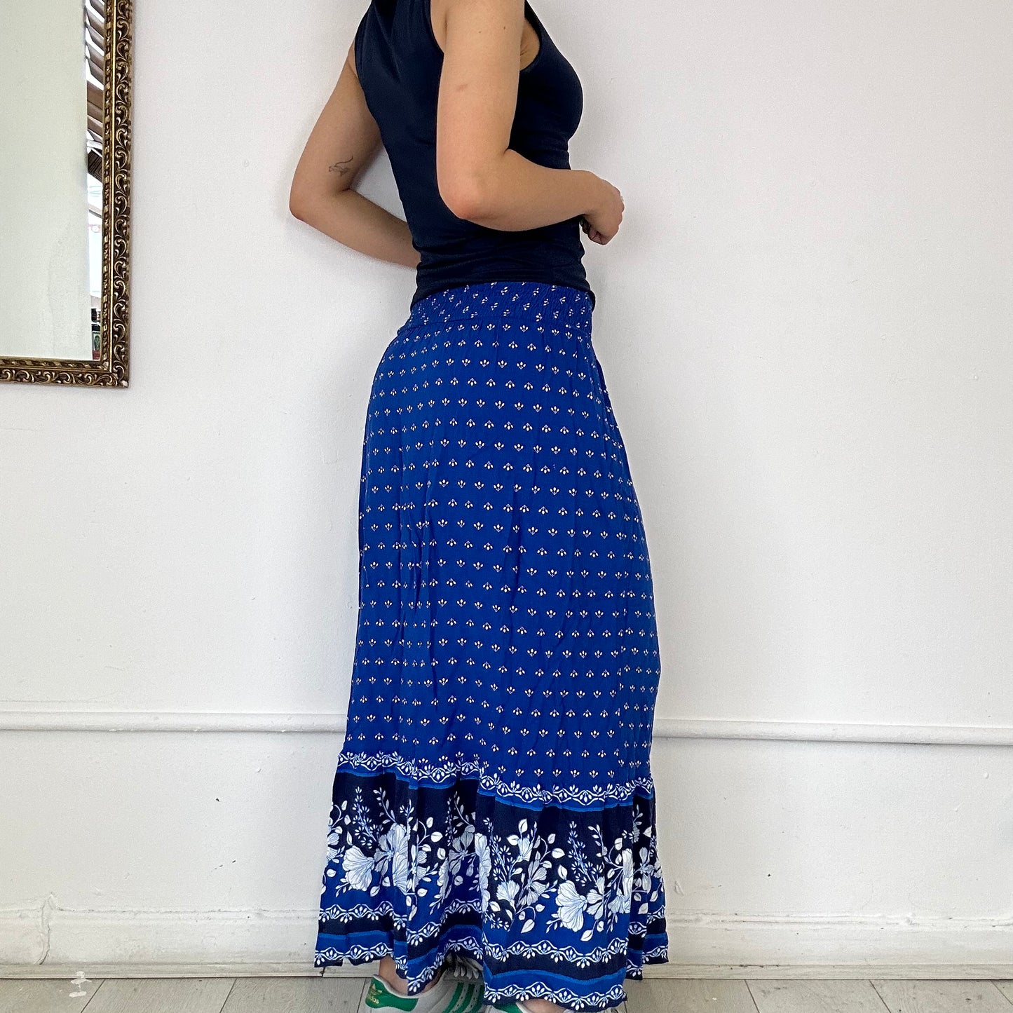 blue floaty maxi skirt