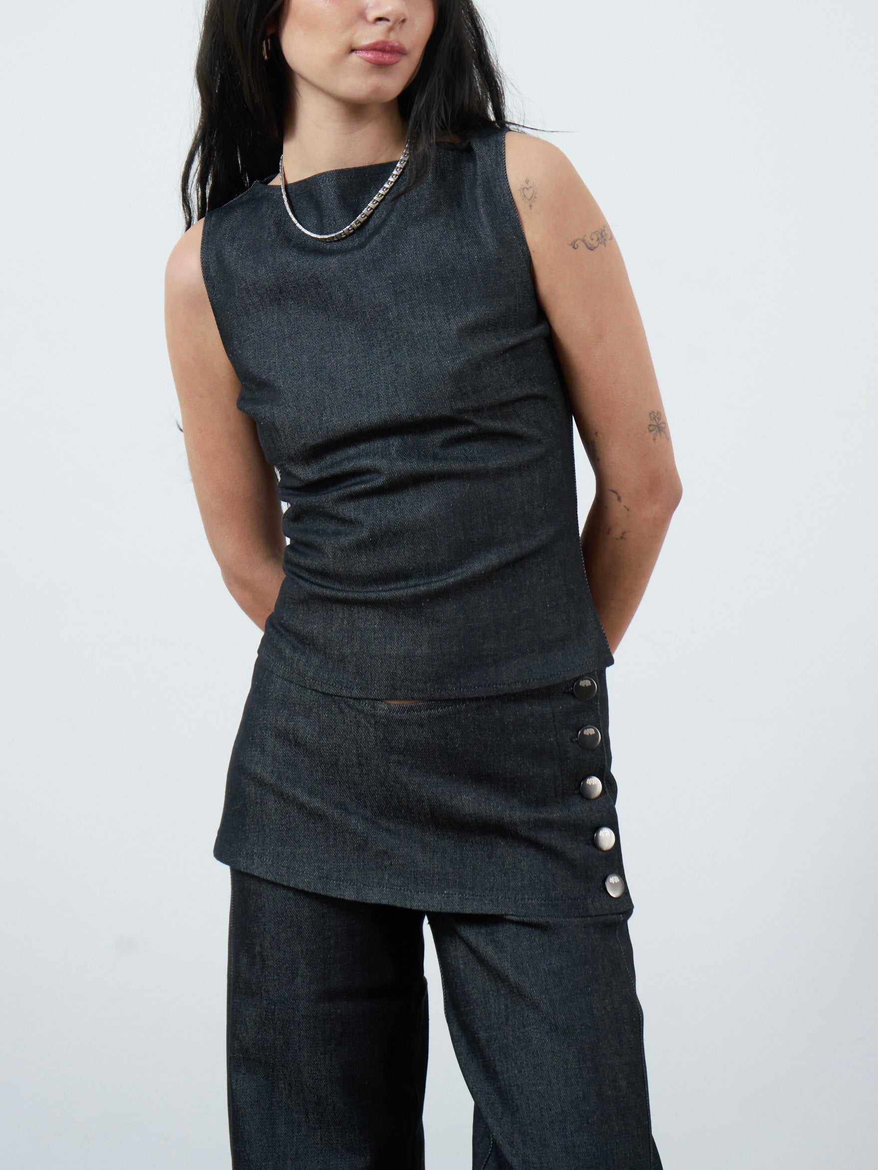 charlie top - dark grey denim