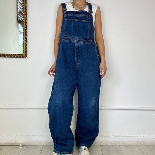 vintage baggy dark wash denim dungarees