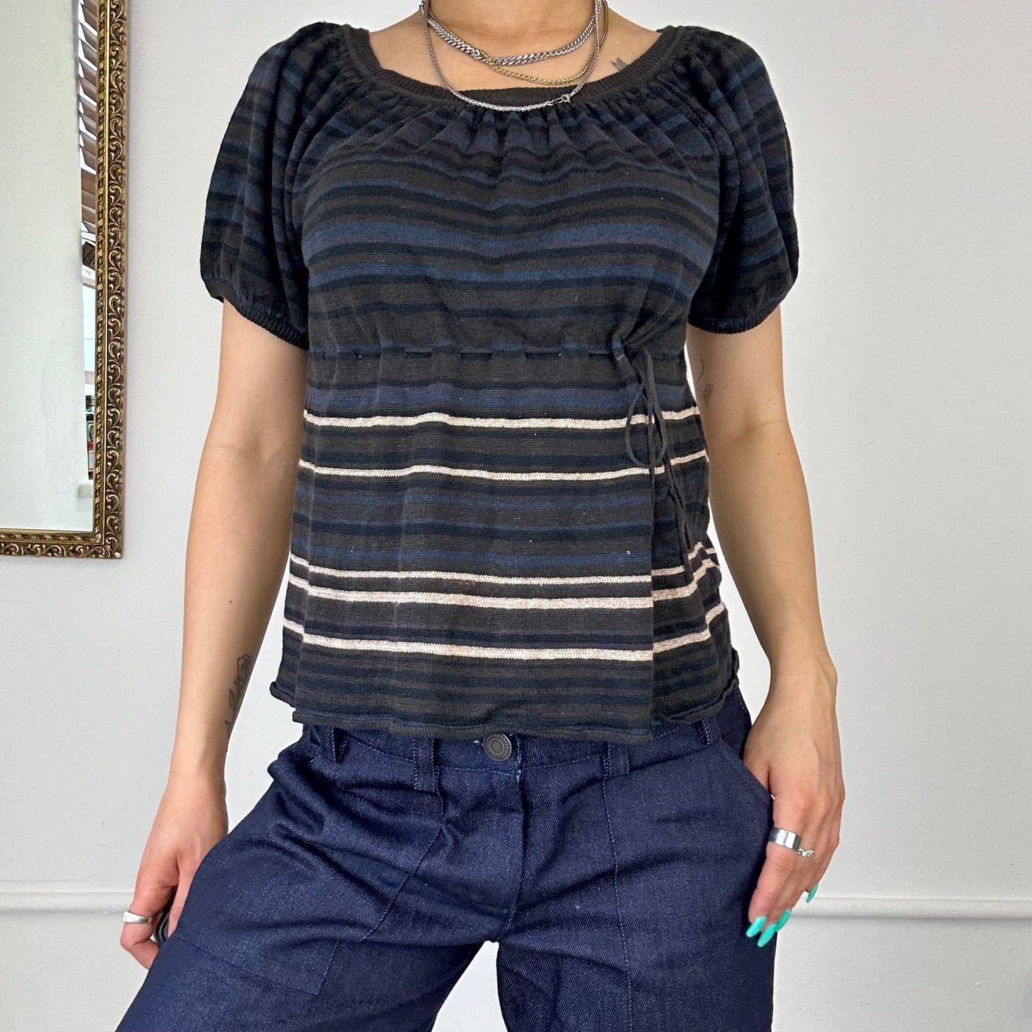 kookai knitted striped top