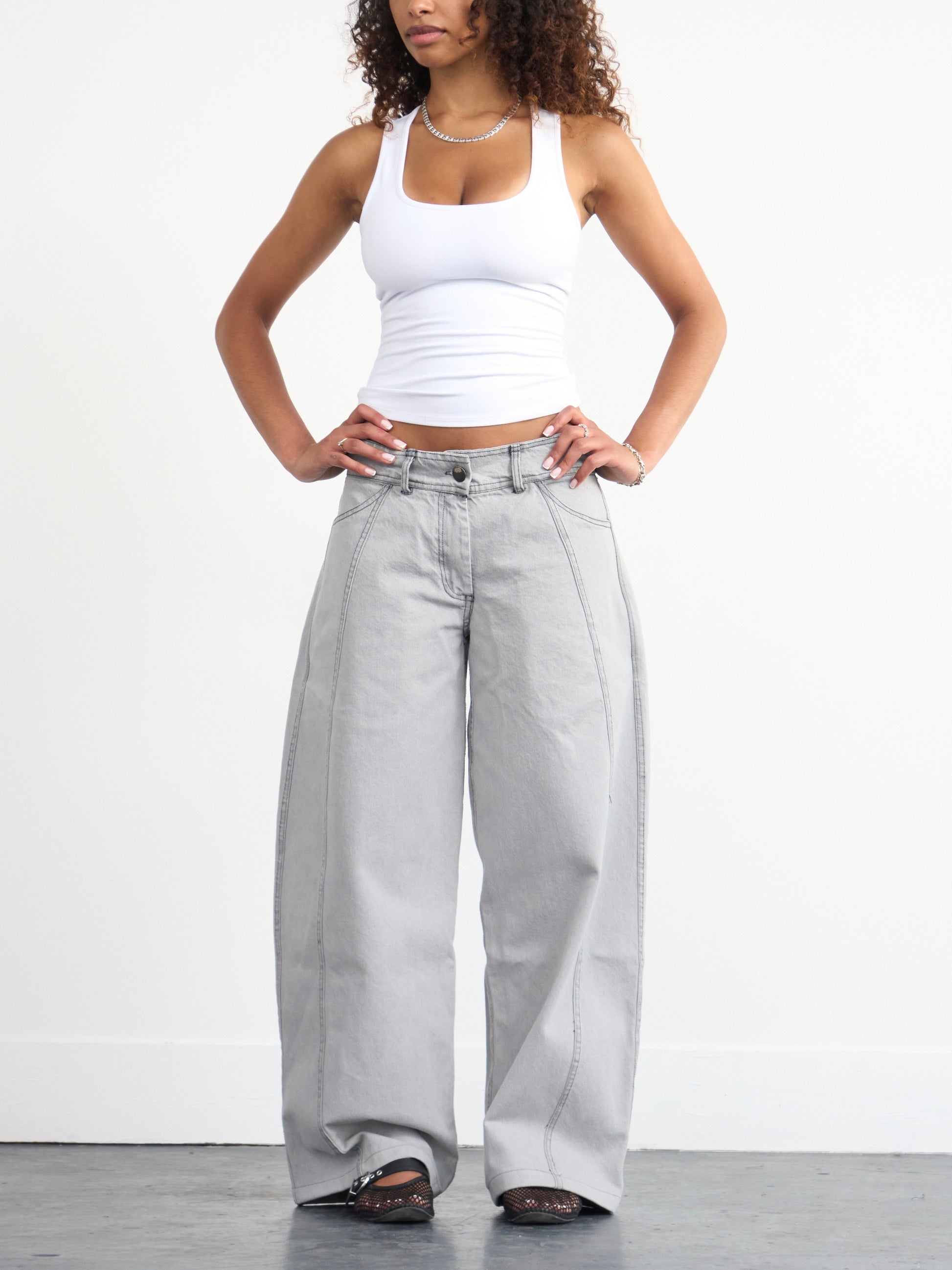 balloon jean - grey washed denim
