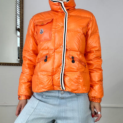 vintage orange moncler down filled puffer coat