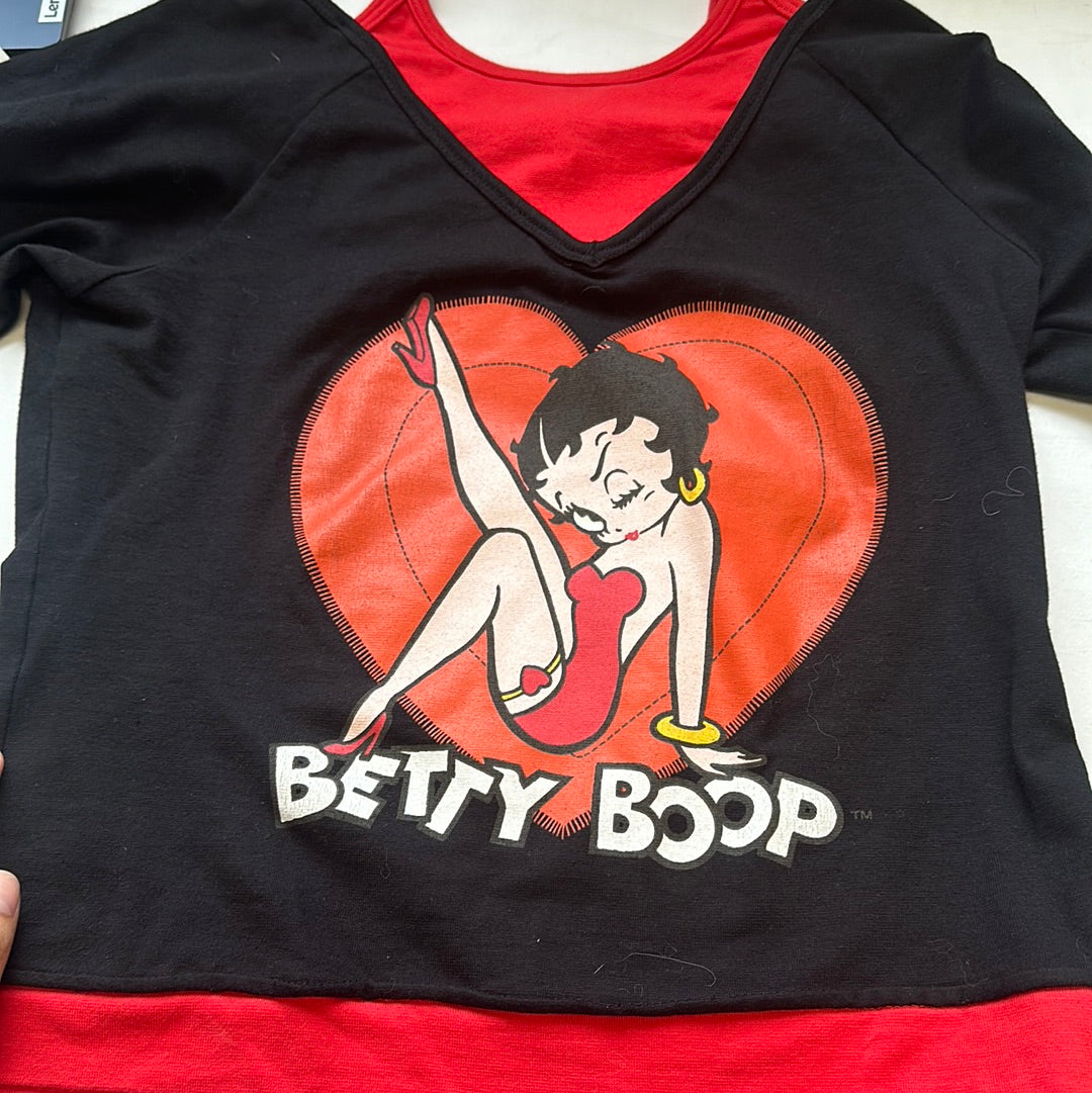 red betty boop long sleeve layered  top