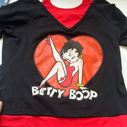 red betty boop long sleeve layered  top