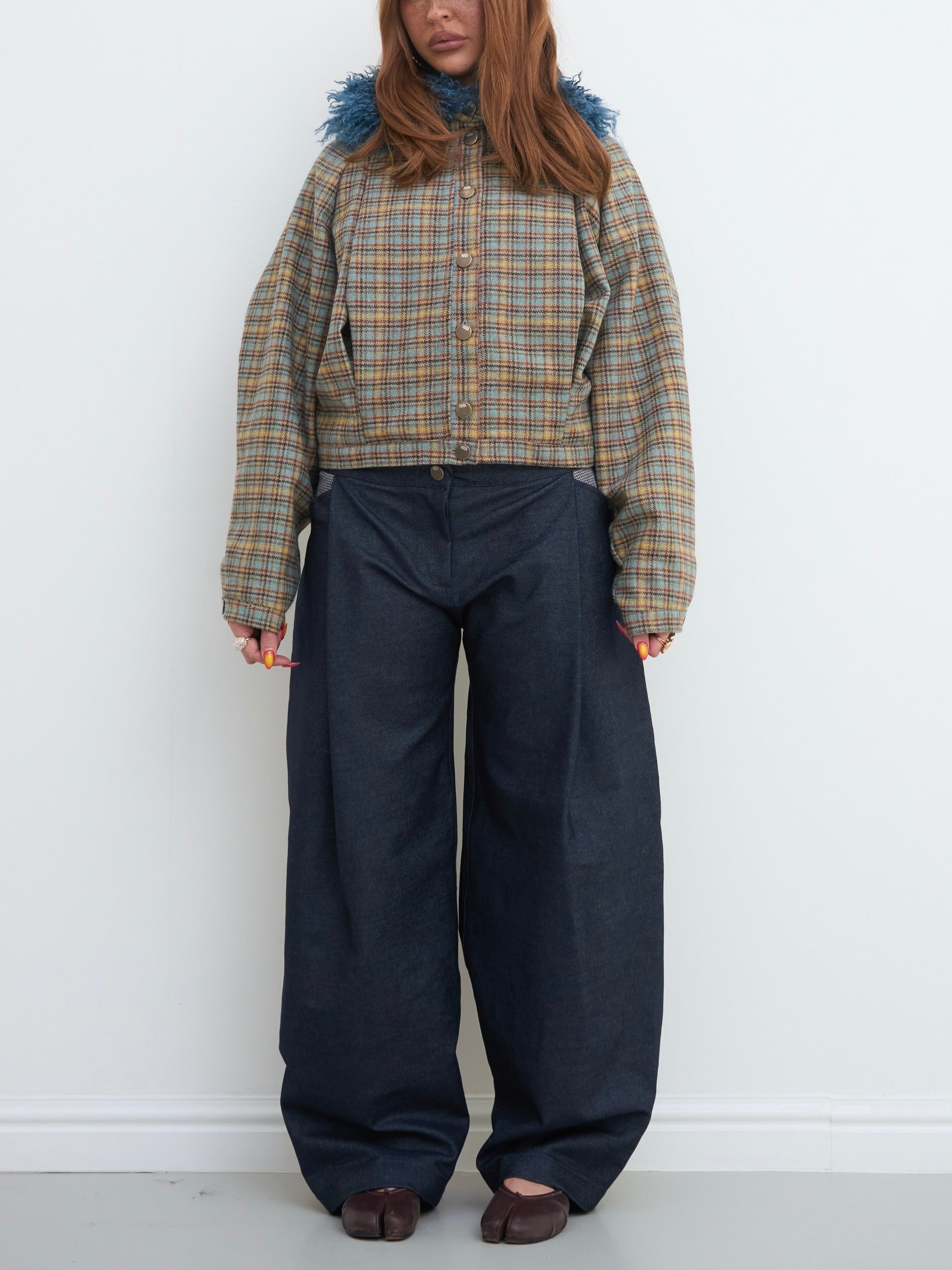 arden jacket - sandstone plaid wool