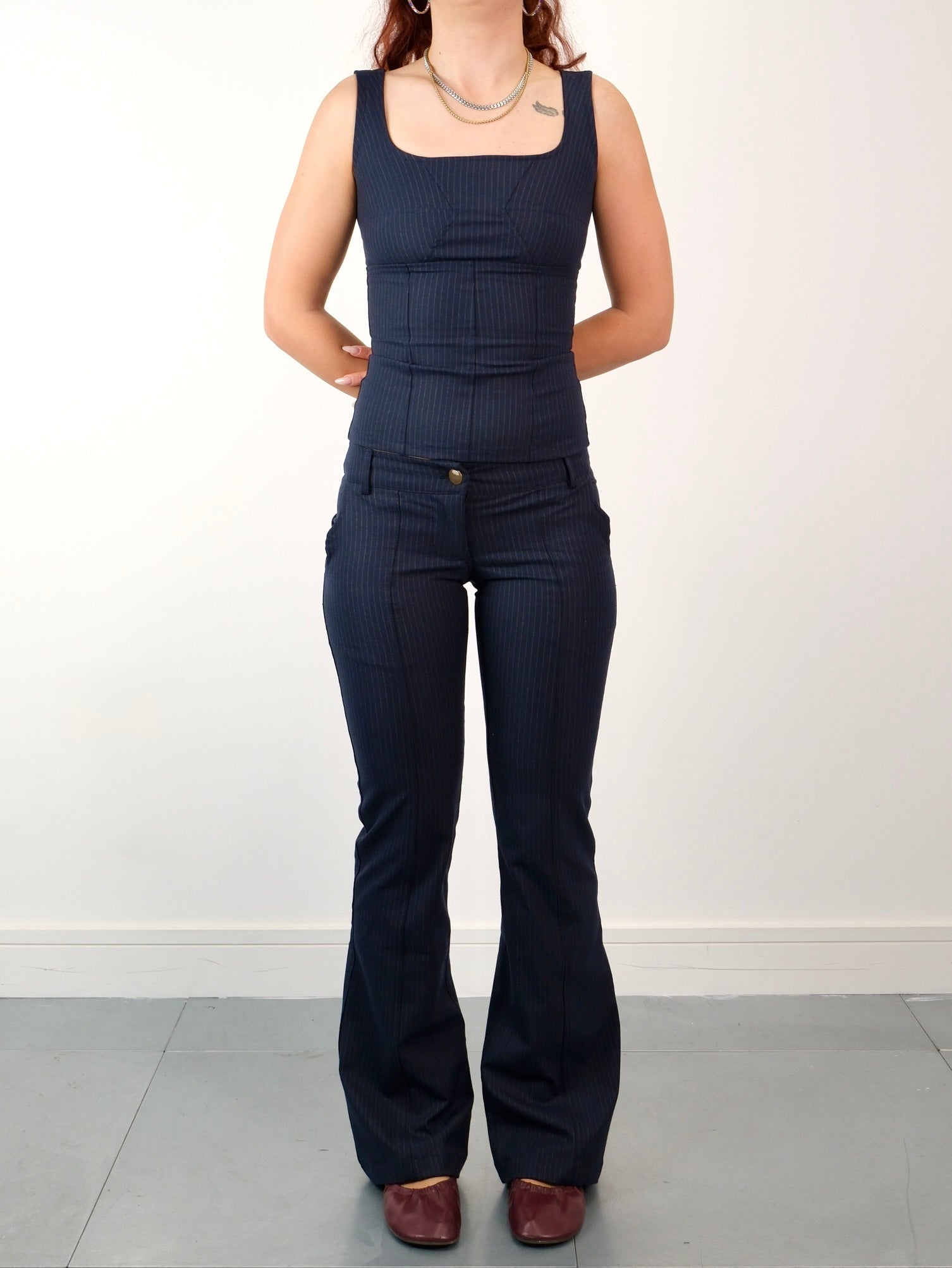 frankie trouser - navy pinstripe