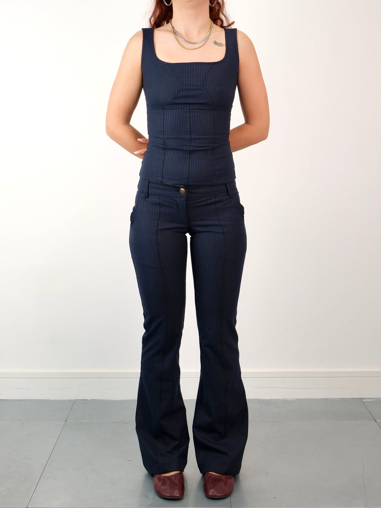 frankie trouser - navy pinstripe