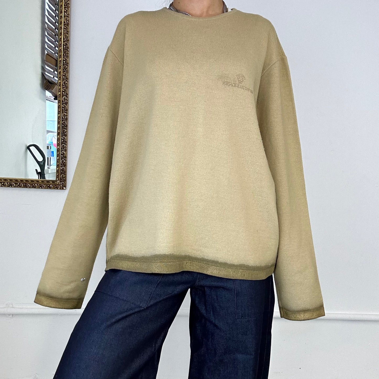 vintage versace beige cashmere knitted jumper