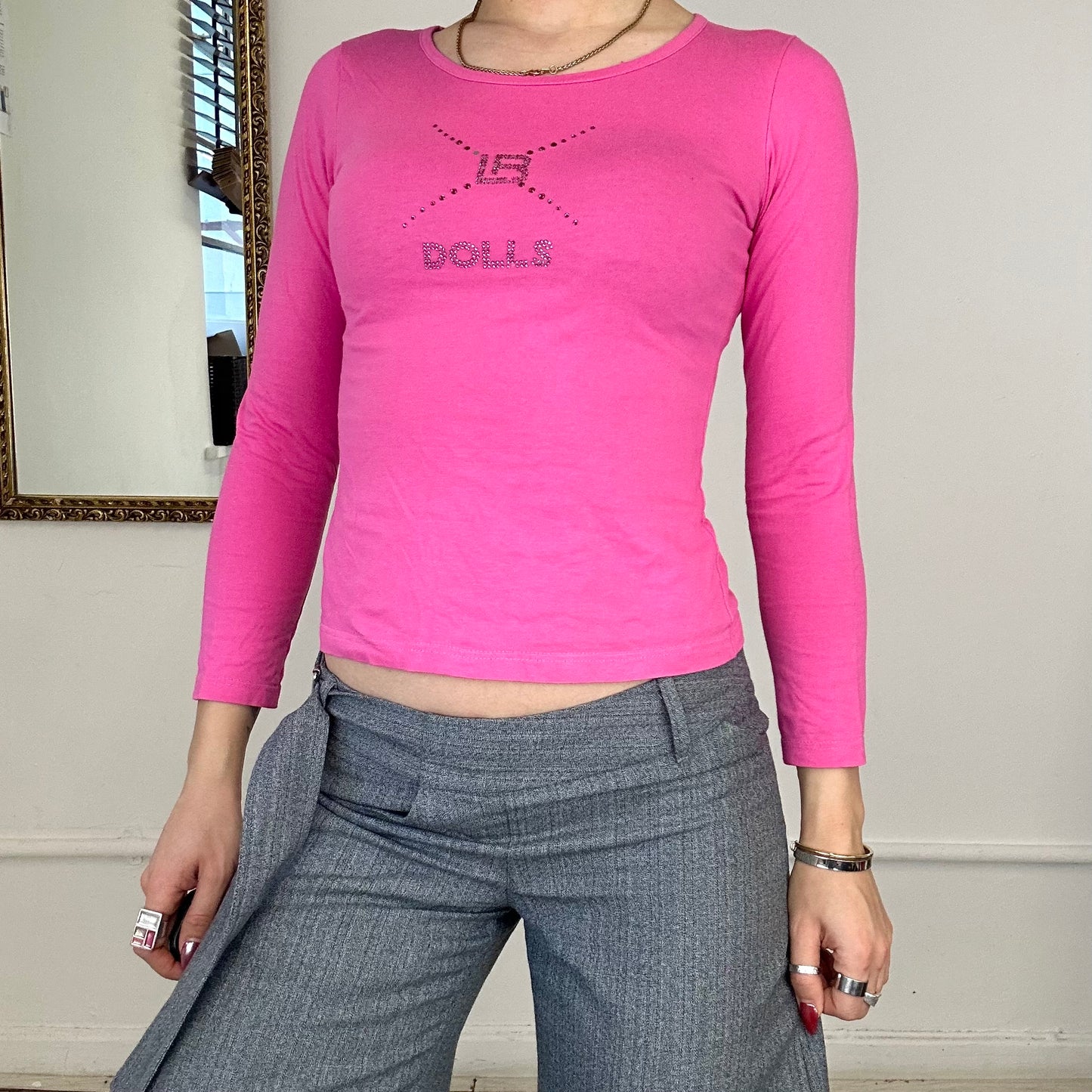 2000's laura biagiotti hot pink long sleeve top