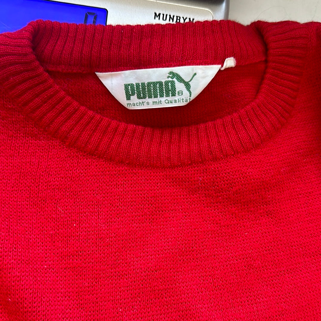 vintage puma colour block knit jumper