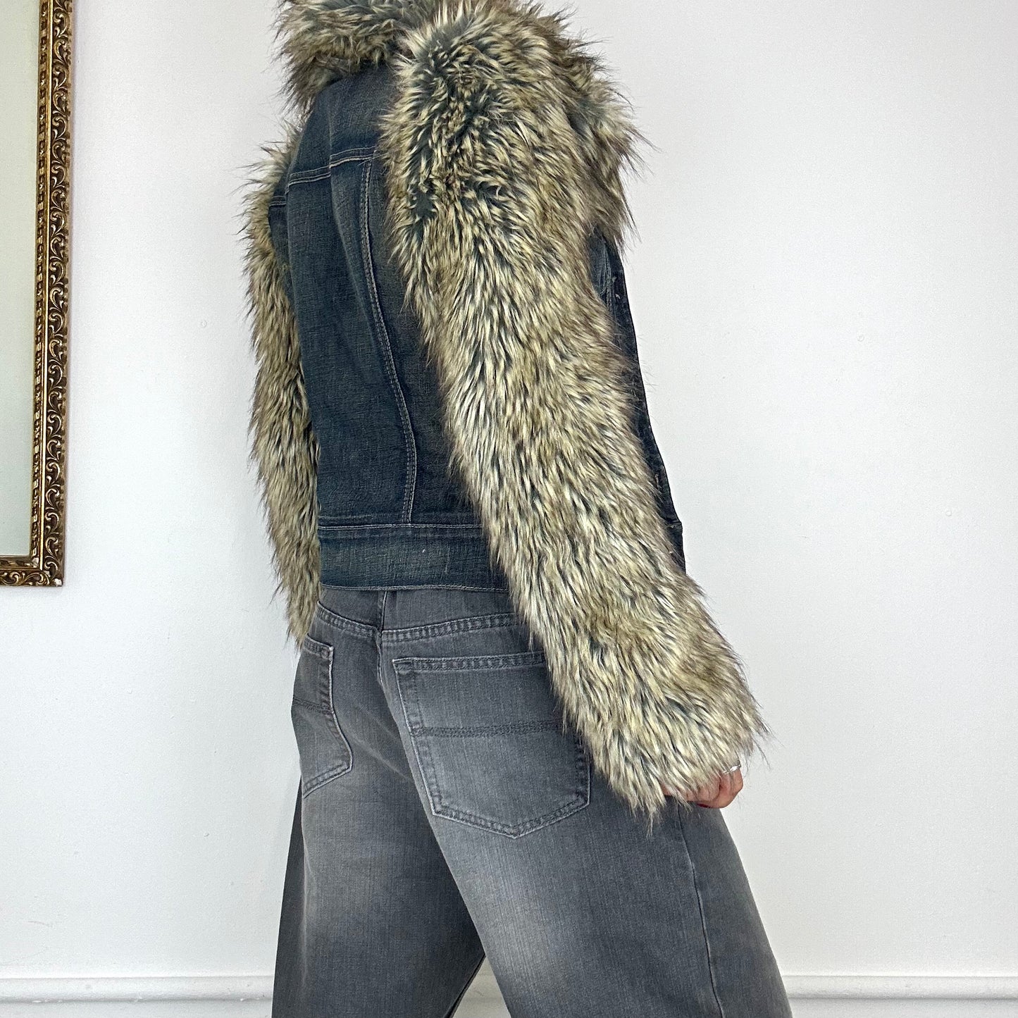 00’s faux fur miss sixty denim jacket