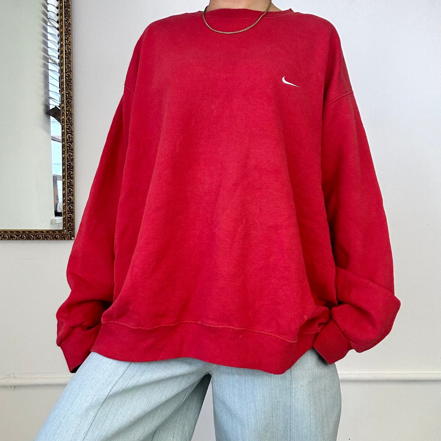 vintage nike swoosh red sweatshirt