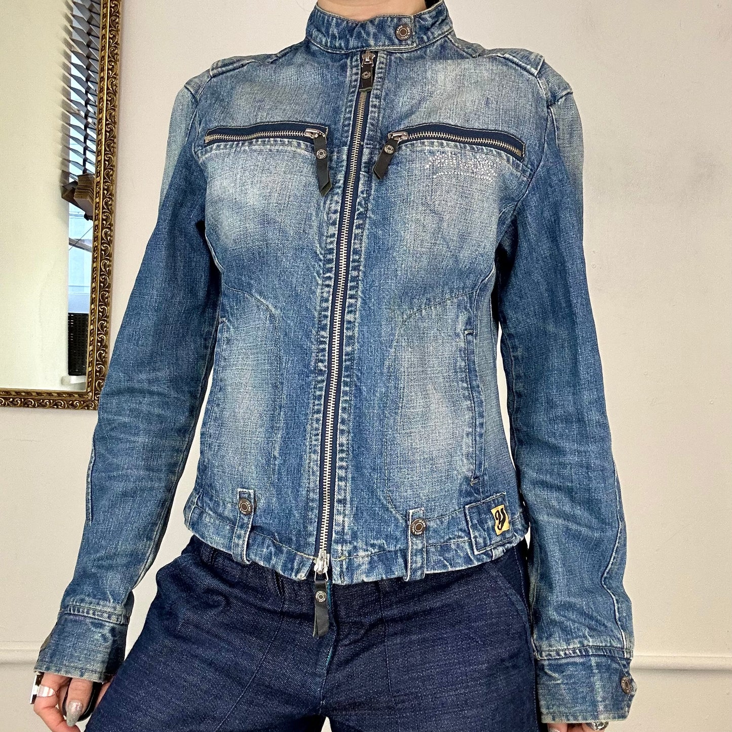 2000's denim zip up jacket