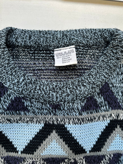 blue patterned knit jumper