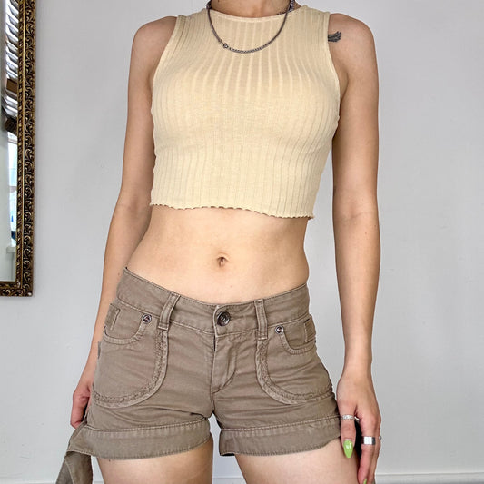 don't call me jennifer beige ribbed tabk top