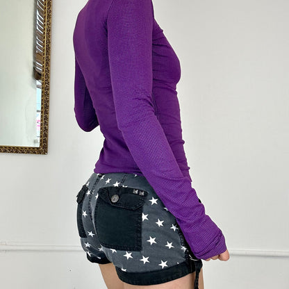 purple long sleeve textured top