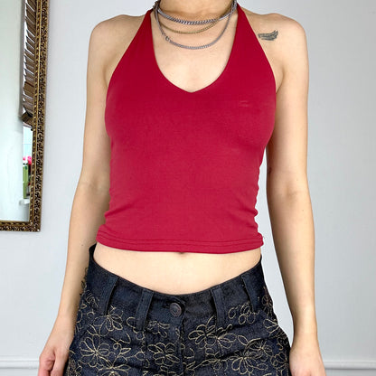 00’s red halter neck top