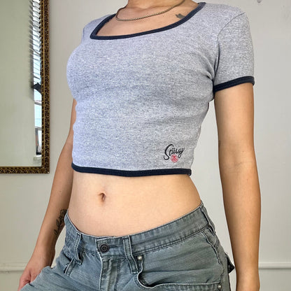 2000's stussy grey cropped tshirt