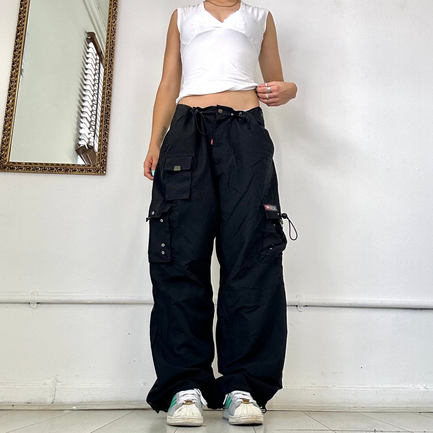 vintage diesel black cargo trousers